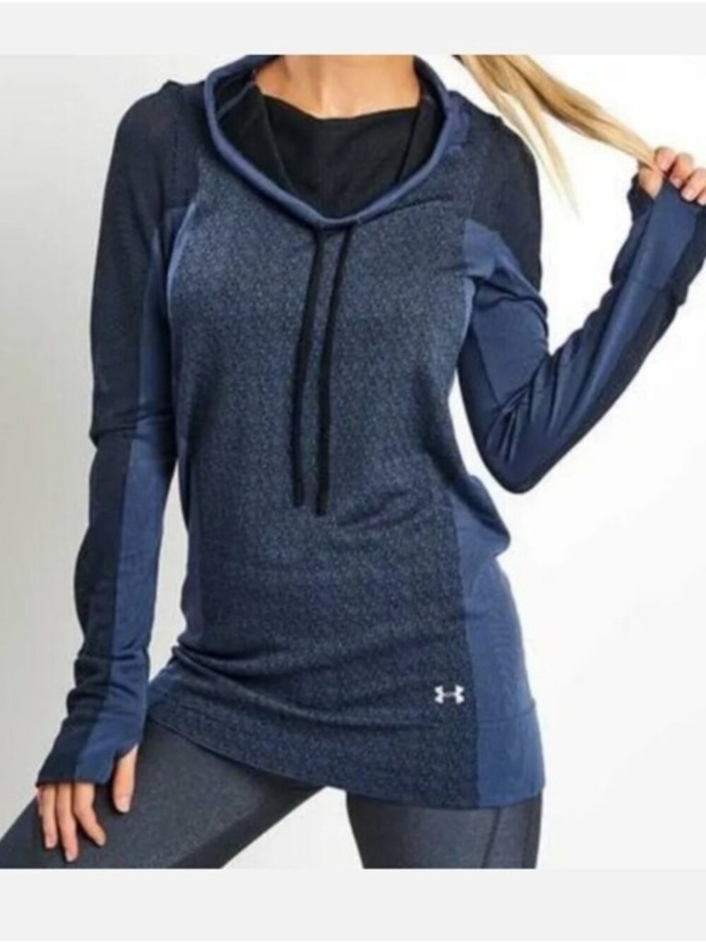 Under Armour Blue Vanish Seamless Long Sleeve Funnel Neck Top Womens Size Small